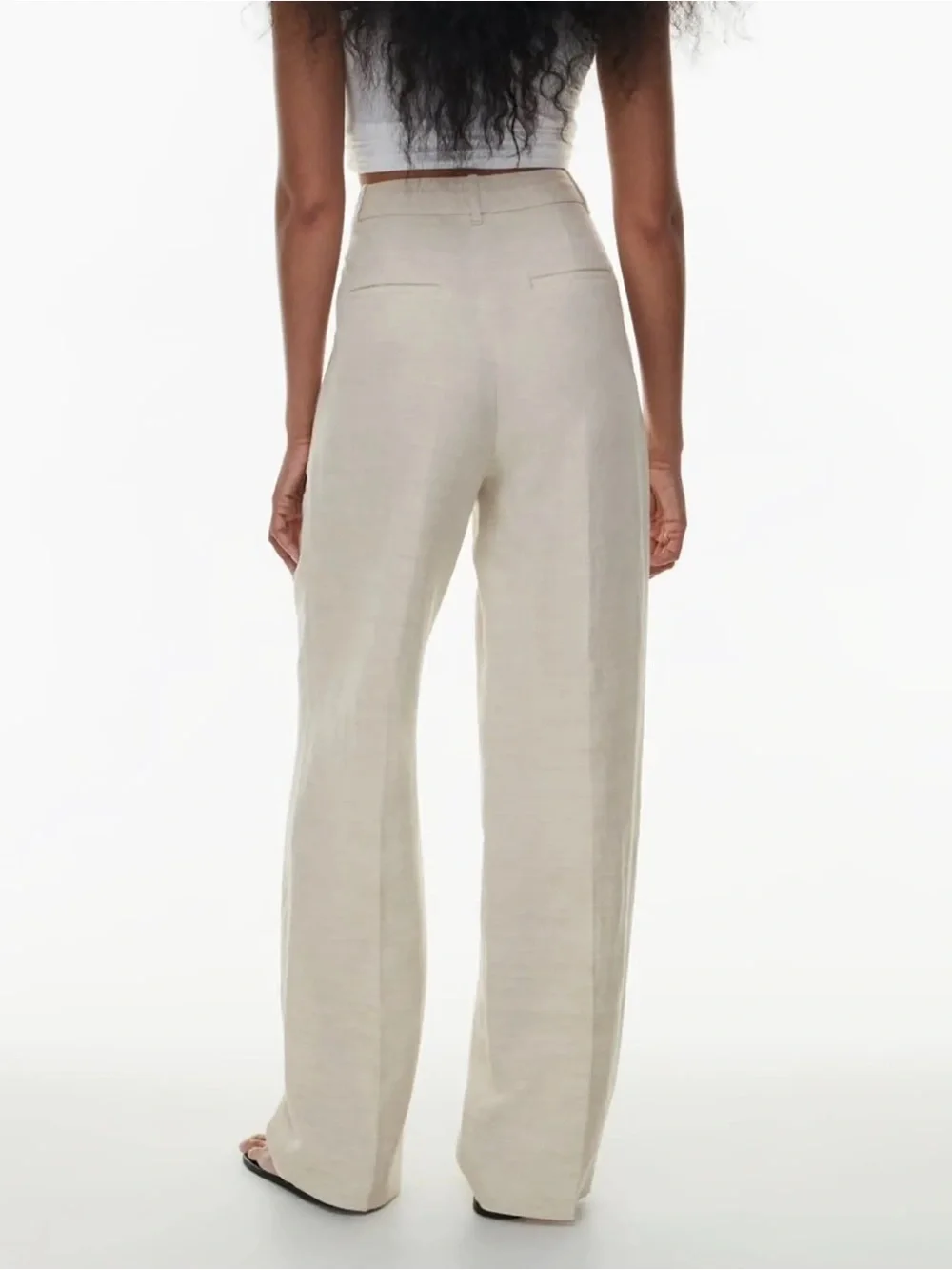Wilfred Cropped High-Rise Wide-Leg Pants - Cream Size 2 Tencel Lyocell Linen
